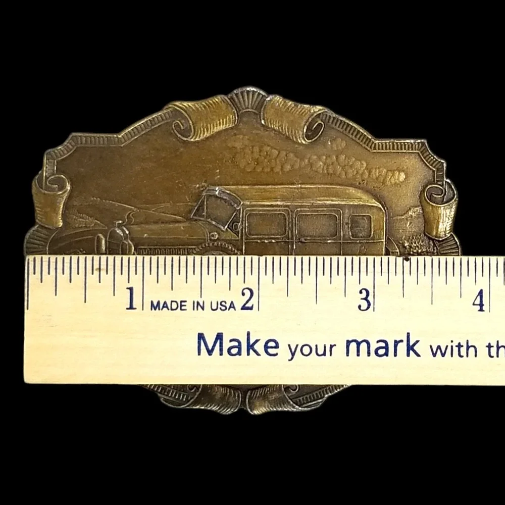 Bergamot‎ Brass Works Belt Buckle Ford Model A 1970s Vintage Car Brass Plated